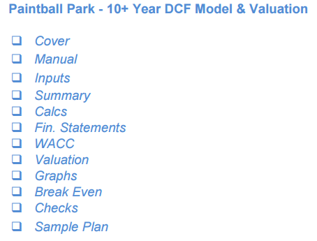 Paintball Park Business - 10+ Years DCF Model & Valuation