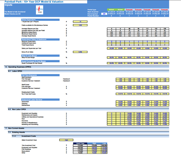 Paintball Park Business - 10+ Years DCF Model & Valuation