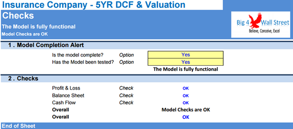 Insurance Company Financial Model - 5YR DCF & Valuation