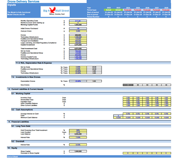 Drone Delivery Services - Financial Model (10+ Yrs. DCF and Valuation)