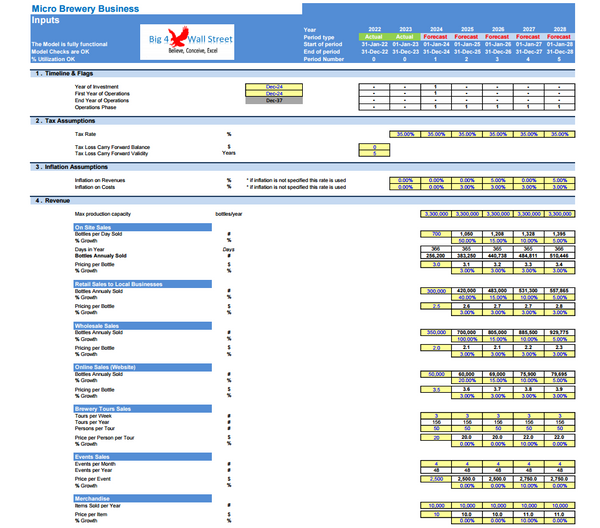Micro-Brewery Business Financial Model (10+ Yrs. DCF and Valuation)