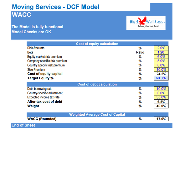 Moving Services Business Financial Model (10+ Yrs DCF and Valuation)
