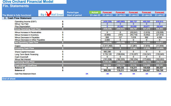 Olive Orchard Business - DCF 10 Year Financial Model