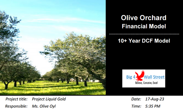 Olive Orchard Business - DCF 10 Year Financial Model