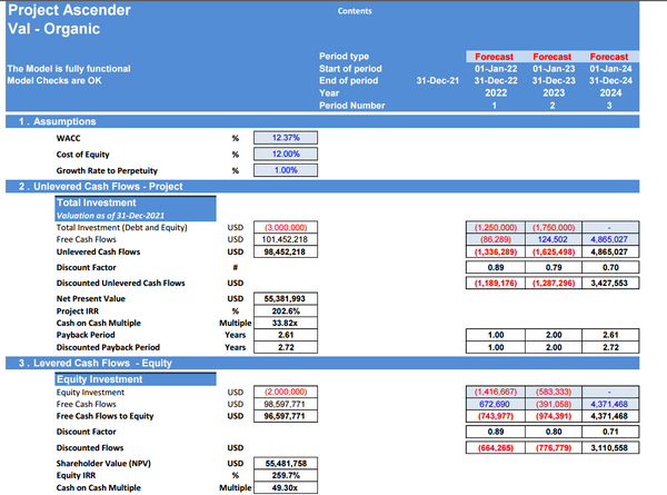Store Expansion Financial Model: 5 Year DCF Model with Impact Analysis (Financing: Organic vs Revenue Based )