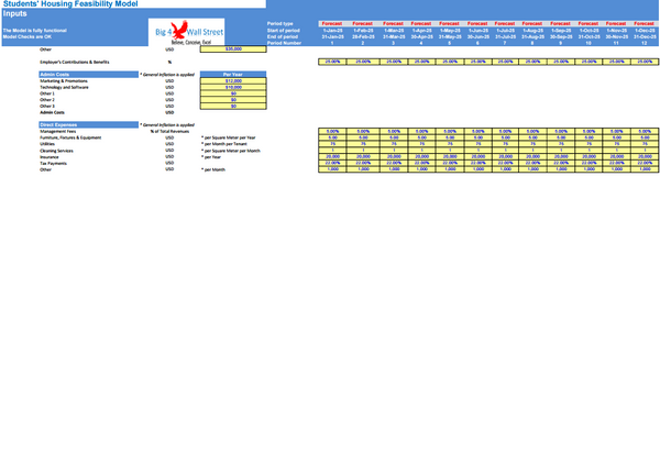 Student's Housing Feasibility Financial Model (10 Yrs. DCF and Valuation)