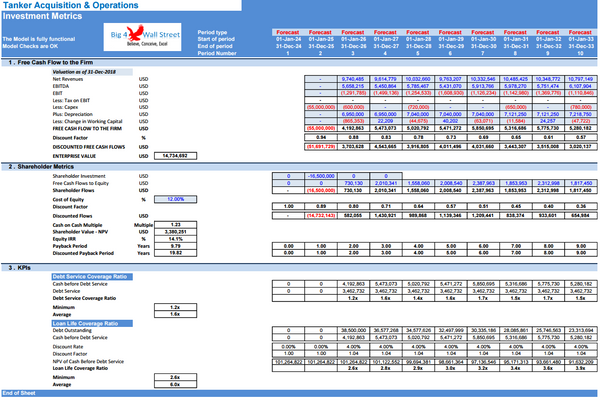 Tanker Acquisition & Operations - DCF 30Y Financial Model