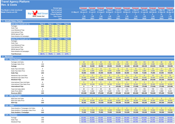 Travel Agency Platform - Financial Model (5 Yrs. Monthly DCF and Valuation)
