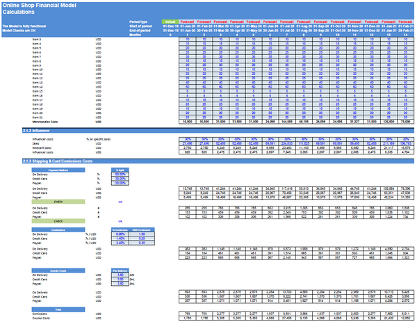 Online Shop Financial Model