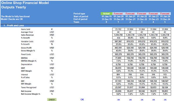 Online Shop Financial Model