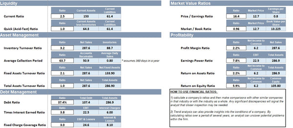 Financial Ratios in Excel