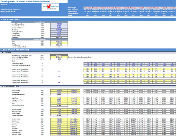 Construction / Development Financial Model