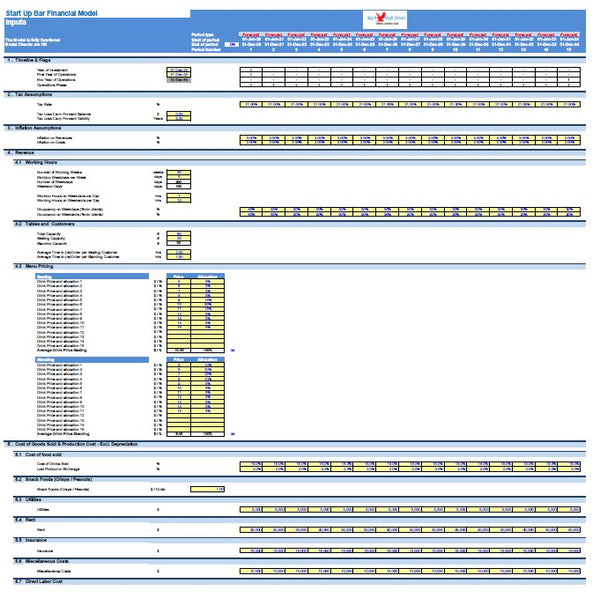 Start Up Bar Financial Model