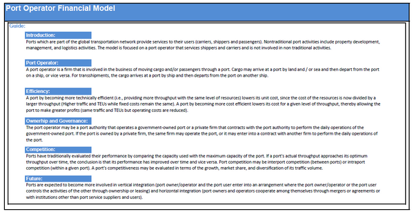 Port Operator Financial Model