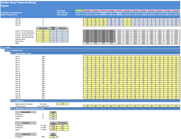 Online Shop Financial Model