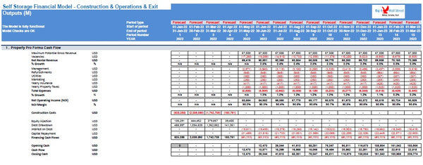 Self Storage Financial Model (Construction, Operations & Exit)