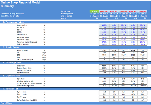 Online Shop Financial Model