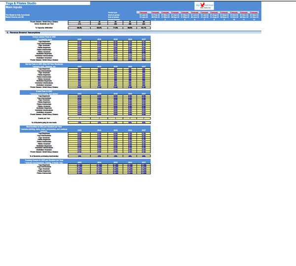 Yoga and Pilates Studio DCF Financial Model