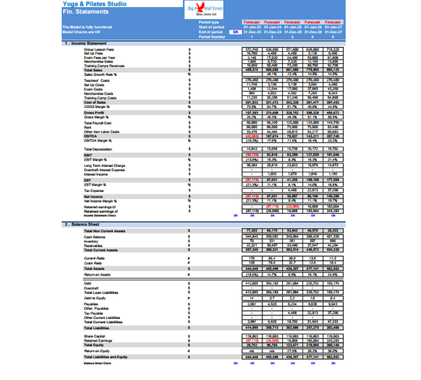 Yoga and Pilates Studio DCF Financial Model