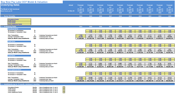 Buy Now Pay Later DCF Financial Model and Valuation