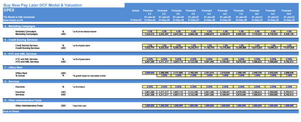 Buy Now Pay Later DCF Financial Model and Valuation