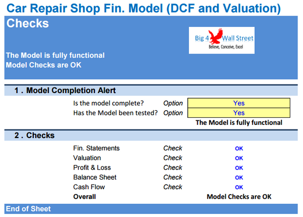 Car Repair Shop Financial Model (10+ Yrs DCF and Valuation)