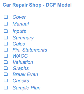 Car Repair Shop Financial Model (10+ Yrs DCF and Valuation)