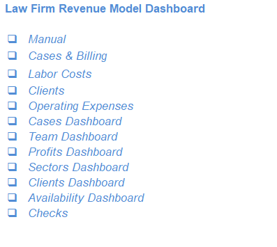 Law Firm Revenue Model Dashboard