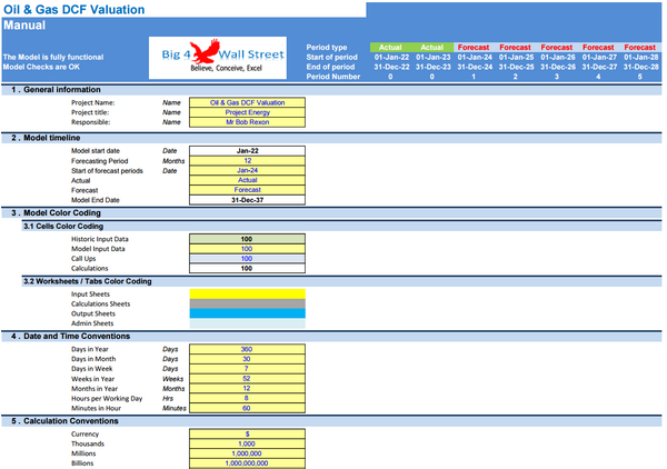 Oil & Gas Financial Model – DCF and NAV Valuation (5+ Yrs.)