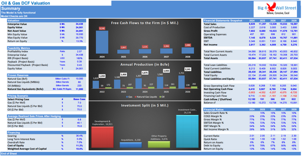 Oil & Gas Financial Model – DCF and NAV Valuation (5+ Yrs.)