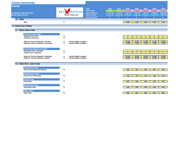Online Community Business Financial Model (10+ Yrs. DCF and Valuation)