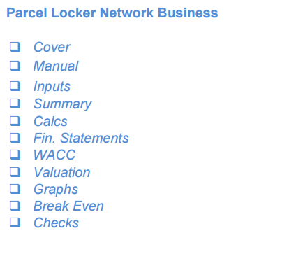 Parcel Locker Network Business Financial Model (10+ Yrs. DCF and Valuation)