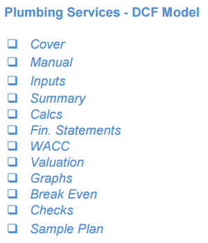 Plumbing Services Business - DCF 10 Year Financial Model