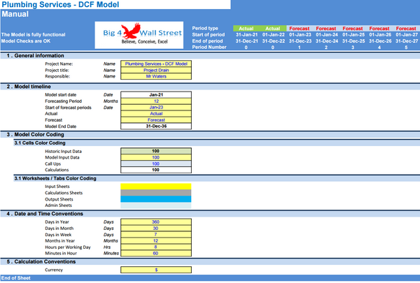 Plumbing Services Business - DCF 10 Year Financial Model