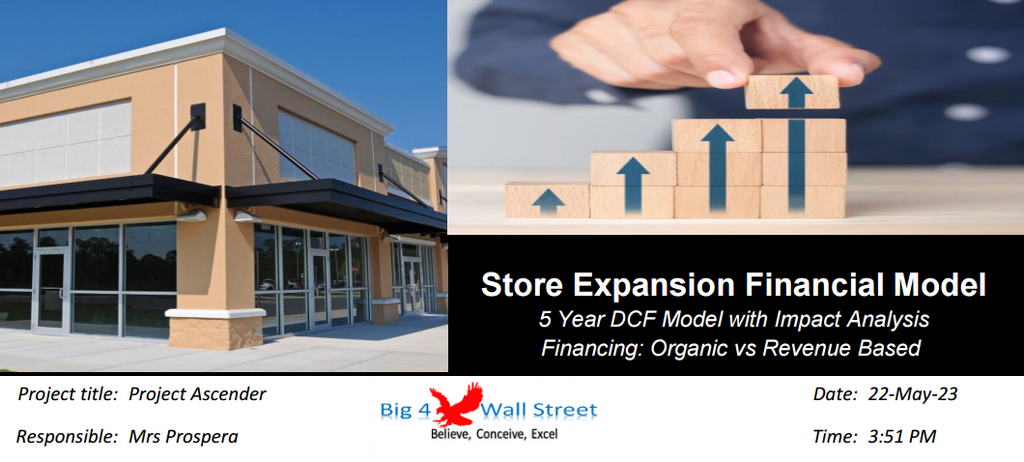 Store Expansion Financial Model: 5 Year DCF Model with Impact Analysis (Financing: Organic vs Revenue Based )