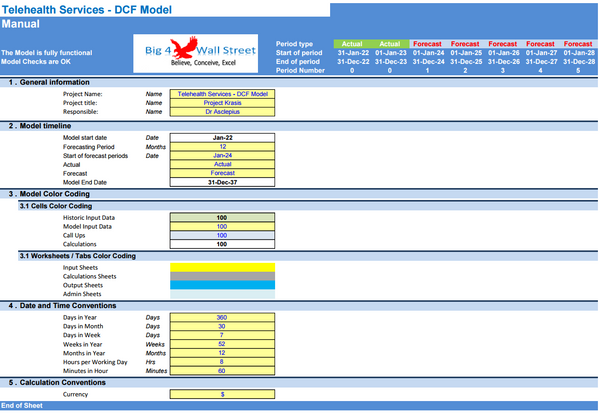 Telehealth Services Company Financial Model (10+ Yrs. DCF and Valuation)