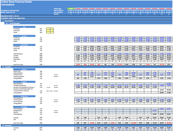 Online Shop Financial Model