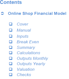 Online Shop Financial Model