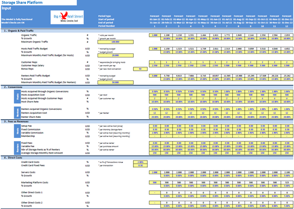 Storage Share Platform Financial Model