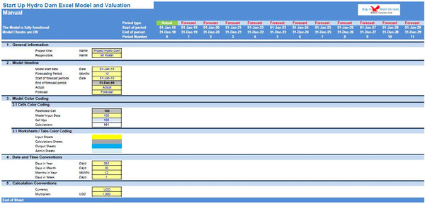 Start Up Hydro Dam Excel Model and Valuation (Imperial Units)