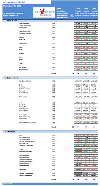 eCommerce Website Financial Model