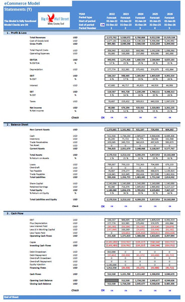 eCommerce Website Financial Model