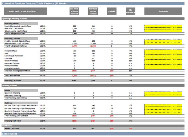 Rolling 13 Weeks Cash Flow