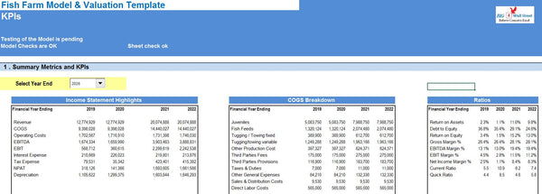 Land Based Fish Farm Model & Valuation Excel Template (Metric System)