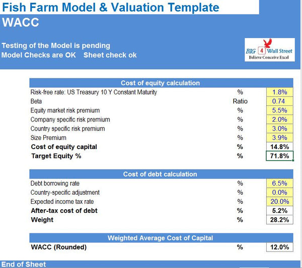 Offshore Fish Farm Start-Up Model & Valuation Excel Template (Metric)